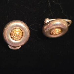 Silver and Gold Spiral Clip Earrings